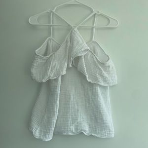 Ella Moss White Gauze Flouncy Strappy Cold Shoulder Blouse XS